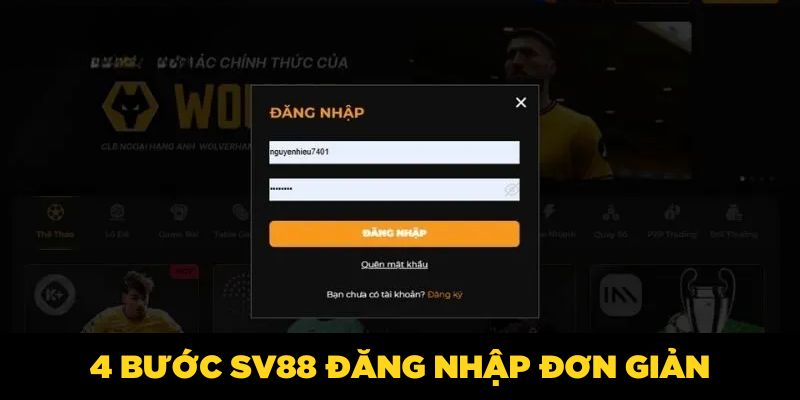 4 bước SV88 đăng nhập đơn giản